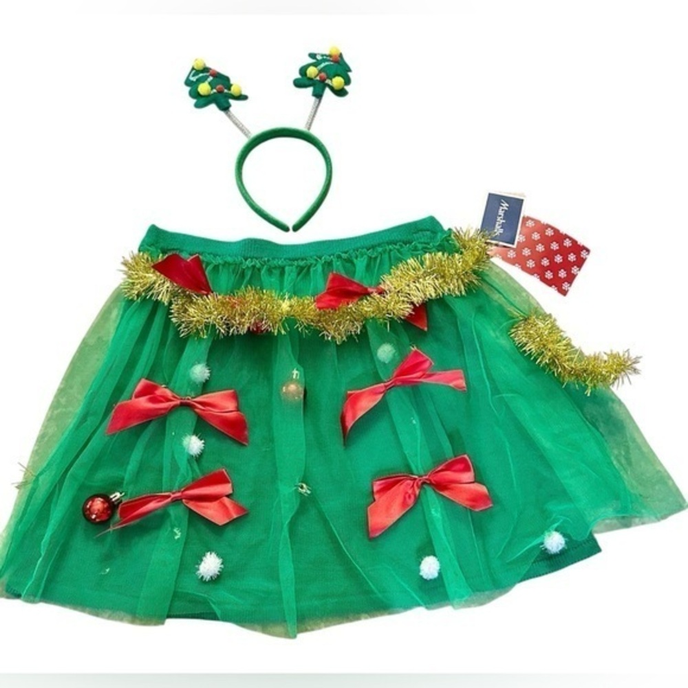 Ugly Christmas Sweater Skirt and Headband - Green - Womens Size Small